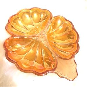 Carnival glass Sherbert Colored Candy Dish